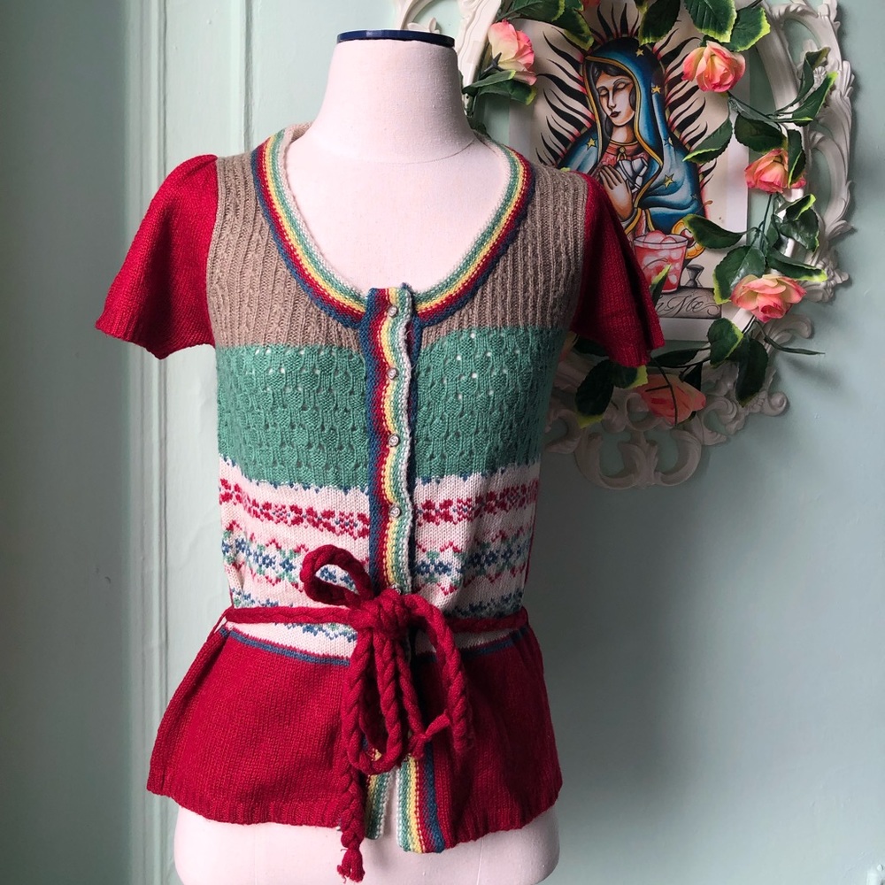 Vintage style red cardigan.